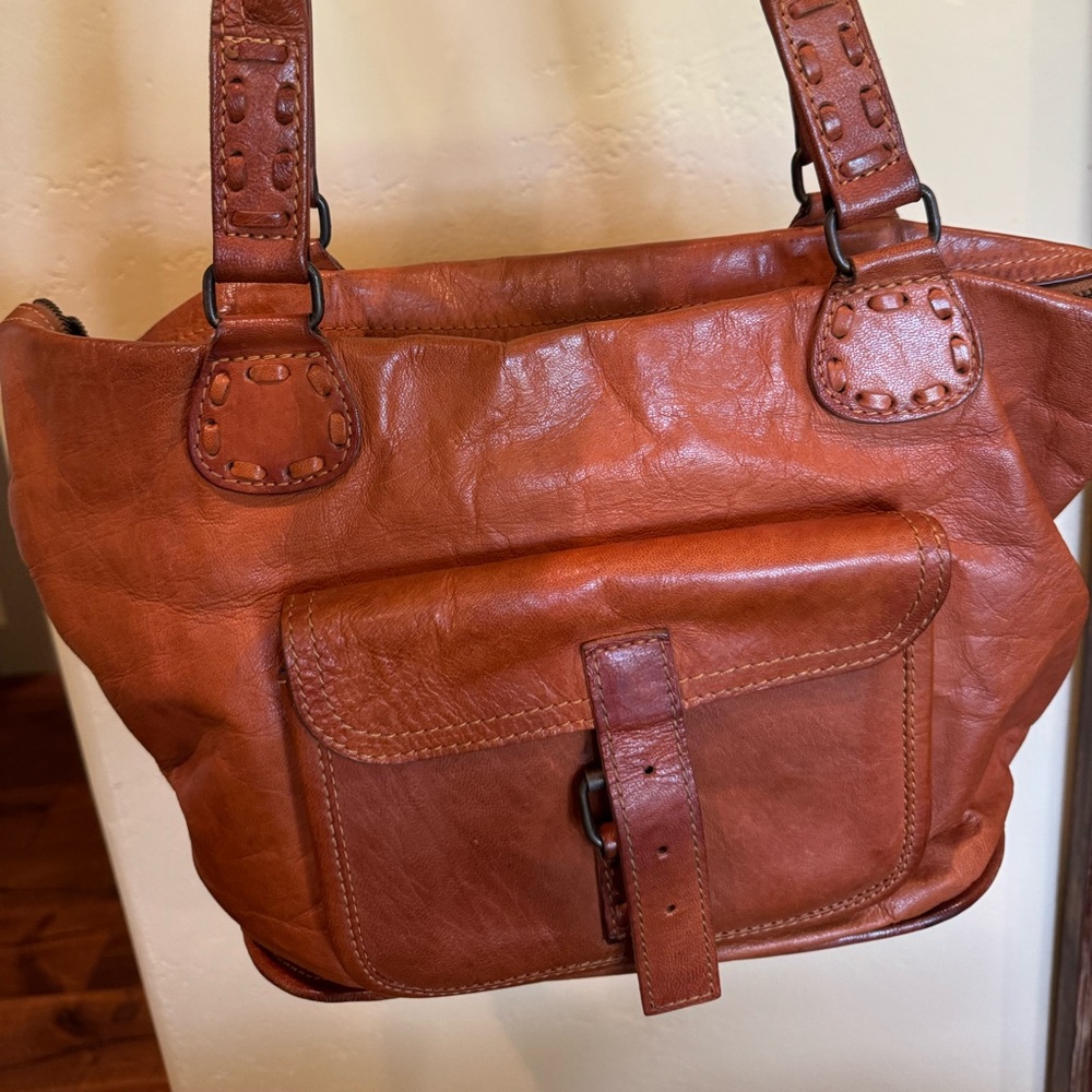 noon day two handle all leather tote